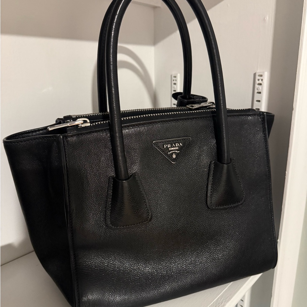 Prada Black Twin Pocket Leather Tote